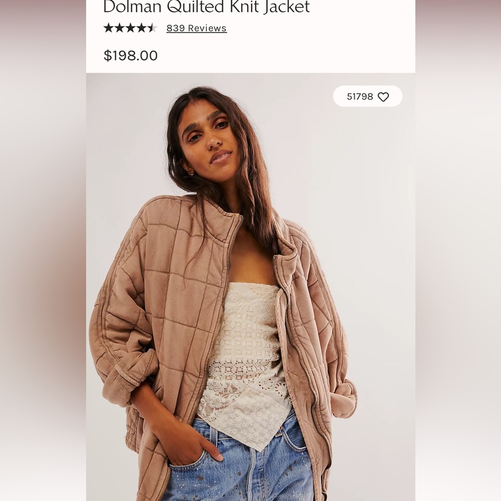 Free People Dolman Quilted Knit Jacket
